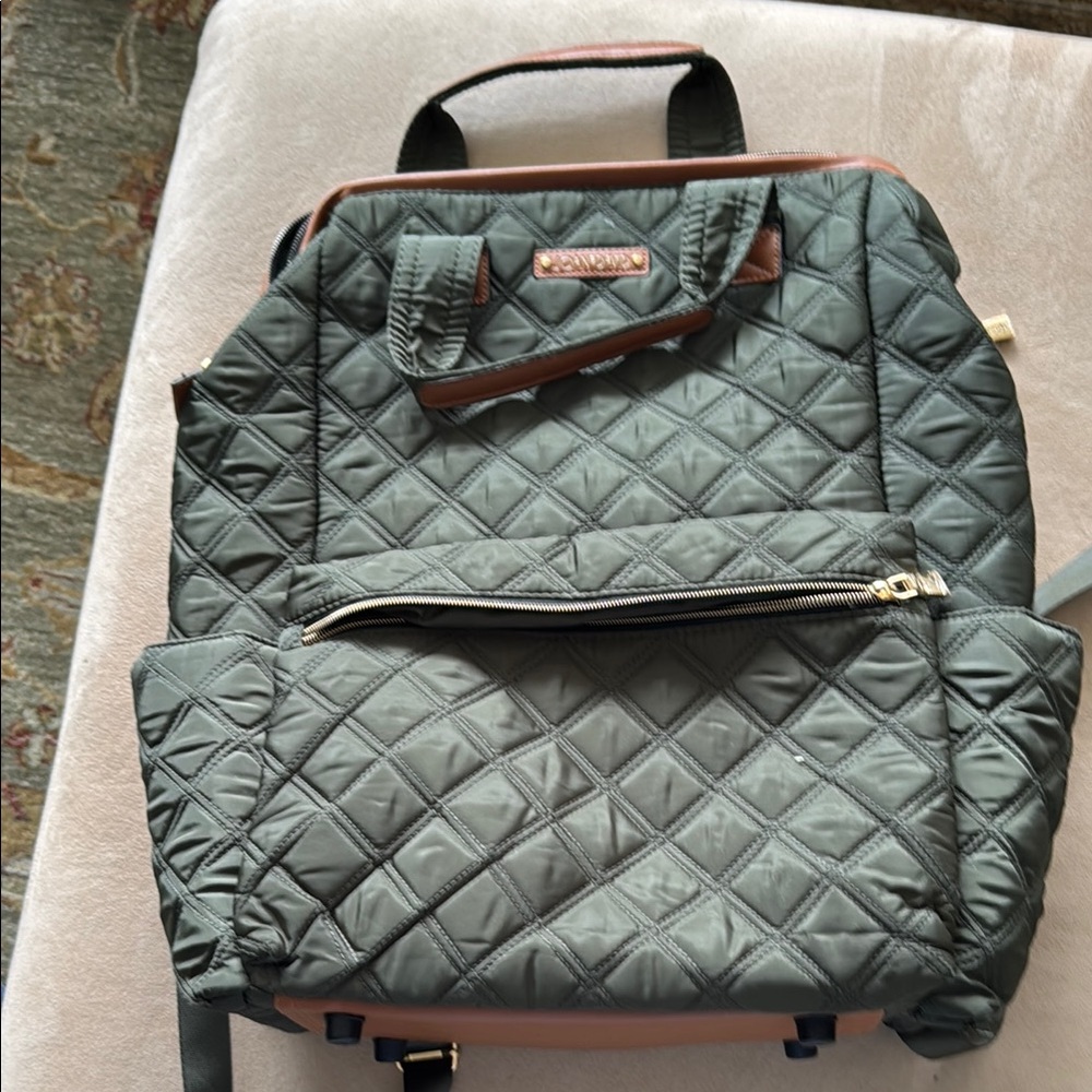 Joan & David Quilted Green Backpack.